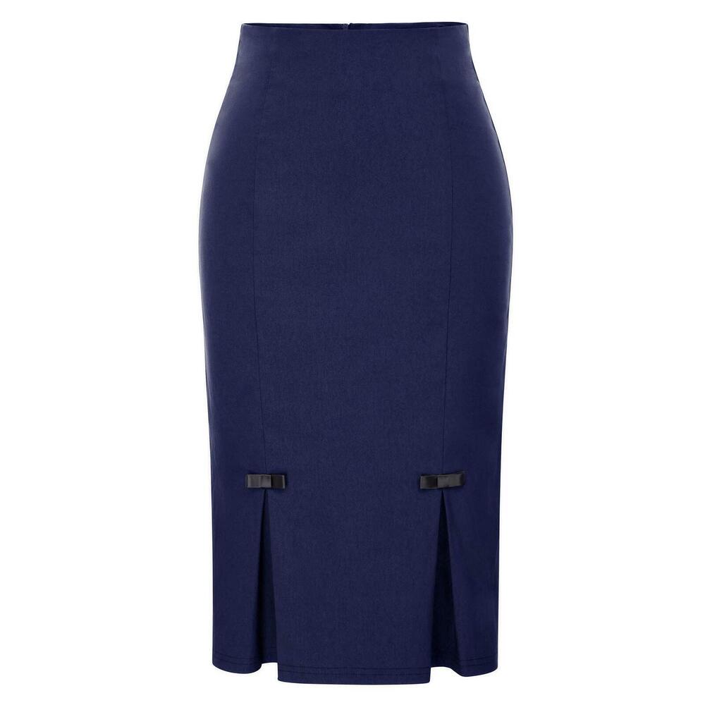 5170 Plus Size Cotton Pencil Skirts Wear to Work XXL BP587-4 Navy Blue